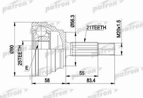 Patron PCV1204 - Шарнирный комплект, ШРУС, приводной вал autodnr.net