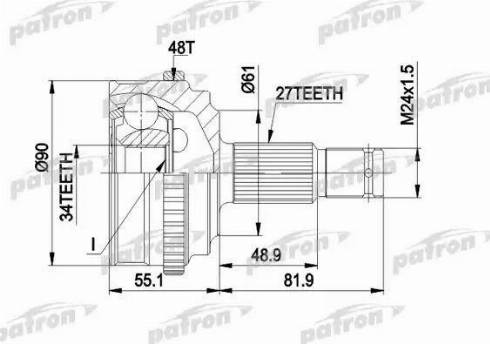 Patron PCV1222 - Шарнірний комплект, ШРУС, приводний вал autocars.com.ua