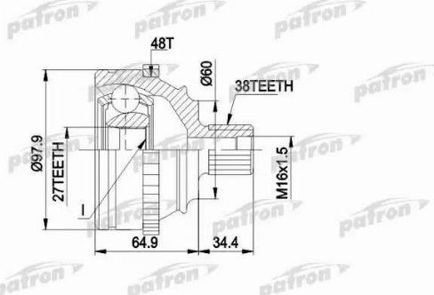 Patron PCV1229 - Шарнирный комплект, ШРУС, приводной вал avtokuzovplus.com.ua