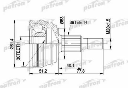 Patron PCV1241 - Шарнирный комплект, ШРУС, приводной вал avtokuzovplus.com.ua