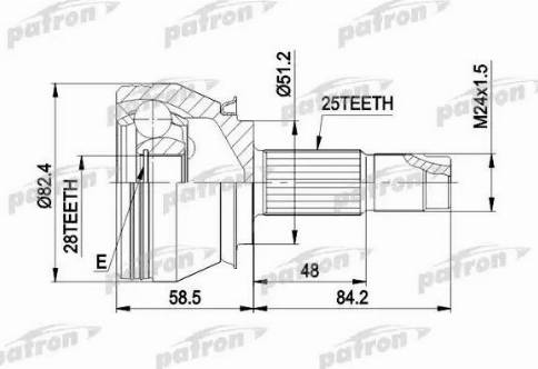 Patron PCV1244 - Шарнірний комплект, ШРУС, приводний вал autocars.com.ua