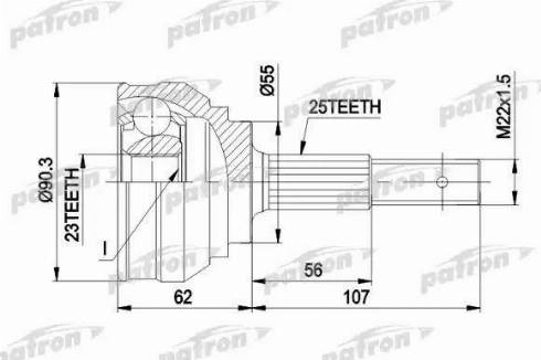 Patron PCV1248 - Шарнирный комплект, ШРУС, приводной вал avtokuzovplus.com.ua