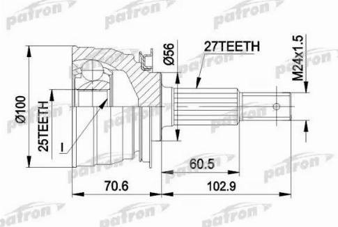 Patron PCV1249 - Шарнирный комплект, ШРУС, приводной вал avtokuzovplus.com.ua