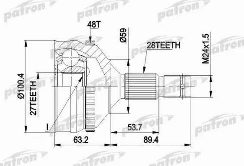 Patron PCV1264 - Шарнірний комплект, ШРУС, приводний вал autocars.com.ua