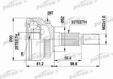 Patron PCV1269 - Шарнирный комплект, ШРУС, приводной вал avtokuzovplus.com.ua