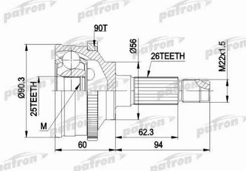 Patron PCV1278 - Шарнирный комплект, ШРУС, приводной вал avtokuzovplus.com.ua