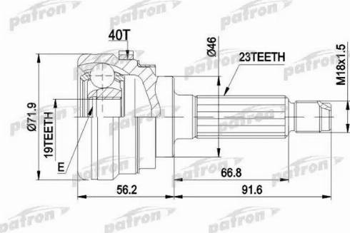 Patron PCV1280 - Шарнірний комплект, ШРУС, приводний вал autocars.com.ua