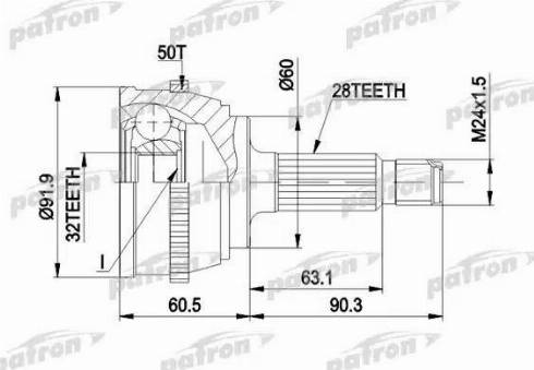 Patron PCV1284 - Шарнирный комплект, ШРУС, приводной вал avtokuzovplus.com.ua