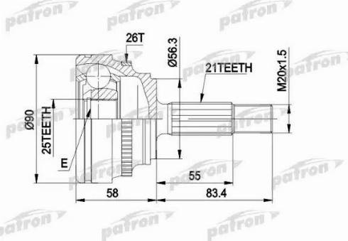 Patron PCV1285 - Шарнірний комплект, ШРУС, приводний вал autocars.com.ua