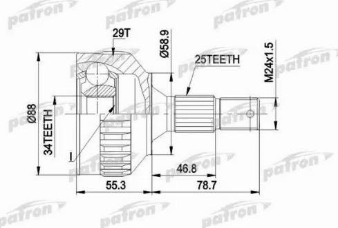 Patron PCV1292 - Шарнірний комплект, ШРУС, приводний вал autocars.com.ua