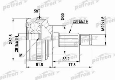 Patron PCV1301 - Шарнирный комплект, ШРУС, приводной вал autodnr.net