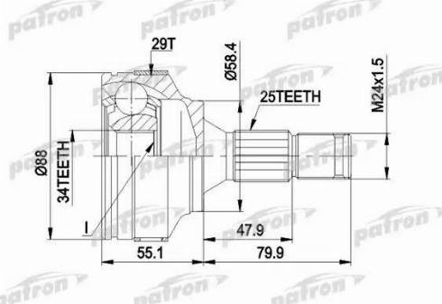 Patron PCV1302 - Шарнирный комплект, ШРУС, приводной вал autodnr.net