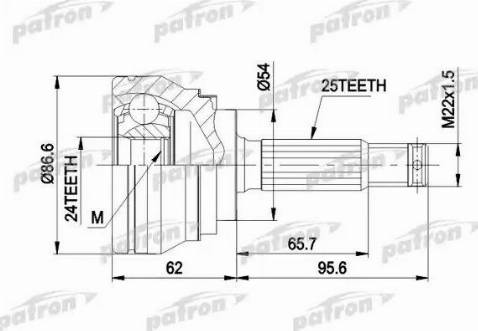 Patron PCV1332 - Шарнирный комплект, ШРУС, приводной вал avtokuzovplus.com.ua