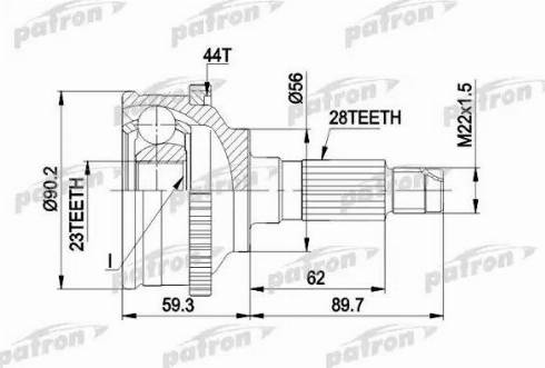 Patron PCV1335 - Шарнирный комплект, ШРУС, приводной вал avtokuzovplus.com.ua