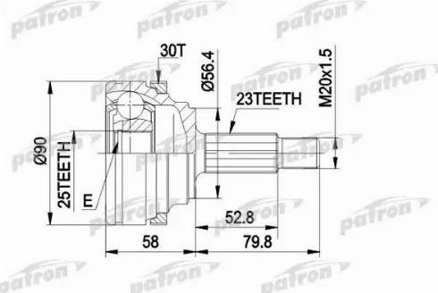 Patron PCV1336 - Шарнирный комплект, ШРУС, приводной вал avtokuzovplus.com.ua