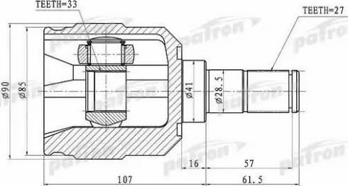 Patron PCV1355 - Шарнірний комплект, ШРУС, приводний вал autocars.com.ua