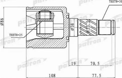 Patron PCV1357 - Шарнирный комплект, ШРУС, приводной вал avtokuzovplus.com.ua