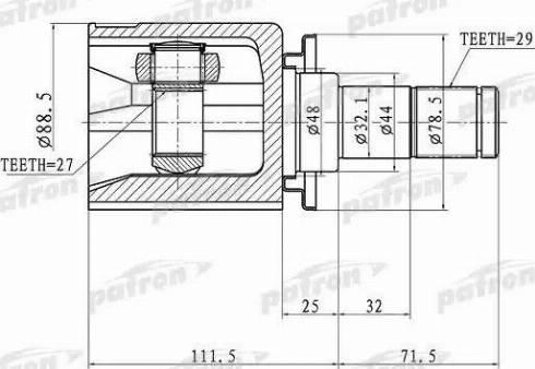 Patron PCV1358 - Шарнірний комплект, ШРУС, приводний вал autocars.com.ua