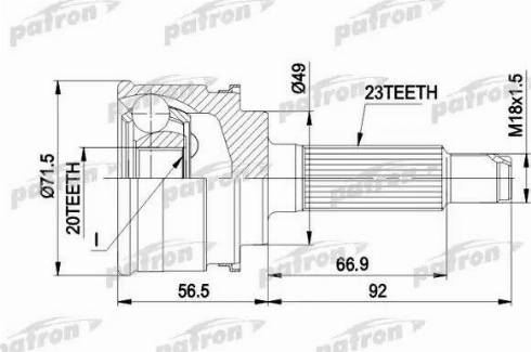 Patron PCV1360 - Шарнирный комплект, ШРУС, приводной вал avtokuzovplus.com.ua