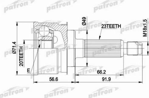 Patron PCV1361 - Шарнірний комплект, ШРУС, приводний вал autocars.com.ua