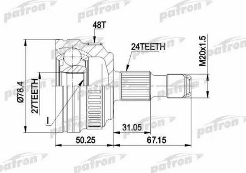 Patron PCV1367 - Шарнірний комплект, ШРУС, приводний вал autocars.com.ua