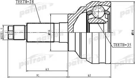 Patron PCV1369 - Шарнирный комплект, ШРУС, приводной вал avtokuzovplus.com.ua