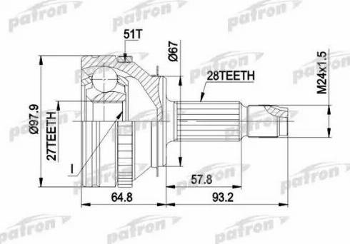 Patron PCV1371 - Шарнирный комплект, ШРУС, приводной вал avtokuzovplus.com.ua