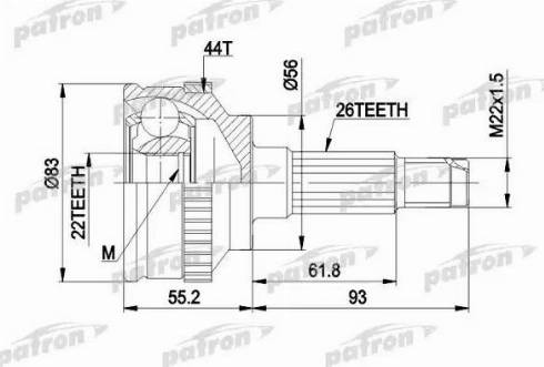 Patron PCV1372 - Шарнирный комплект, ШРУС, приводной вал autodnr.net