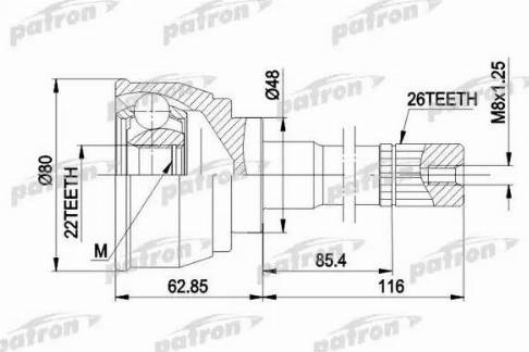 Patron PCV1380 - Шарнирный комплект, ШРУС, приводной вал autodnr.net