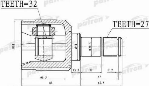 Patron PCV1390 - Шарнірний комплект, ШРУС, приводний вал autocars.com.ua