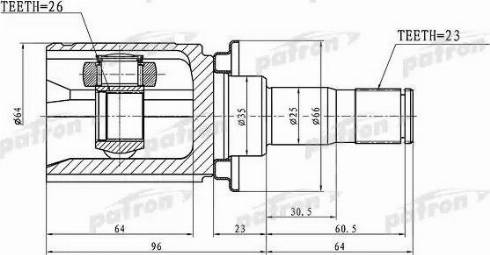 Patron PCV1397 - Шарнирный комплект, ШРУС, приводной вал avtokuzovplus.com.ua