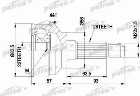 Patron PCV1398 - Шарнірний комплект, ШРУС, приводний вал autocars.com.ua