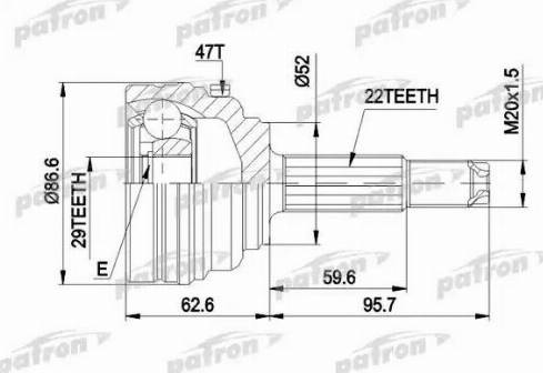 Patron PCV1401 - Шарнірний комплект, ШРУС, приводний вал autocars.com.ua