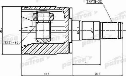 Patron PCV1402 - Шарнірний комплект, ШРУС, приводний вал autocars.com.ua