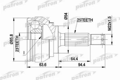 Patron PCV1404 - Шарнирный комплект, ШРУС, приводной вал avtokuzovplus.com.ua