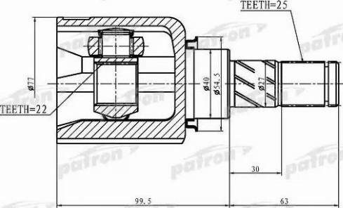 Patron PCV1405 - Шарнірний комплект, ШРУС, приводний вал autocars.com.ua