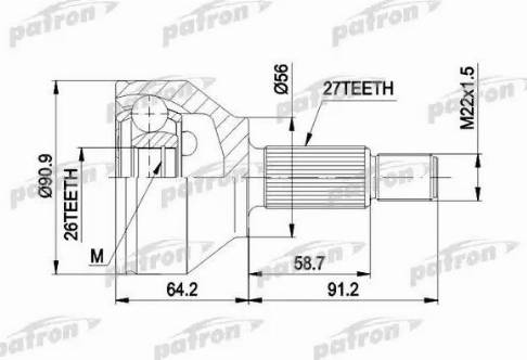 Patron PCV1417 - Шарнирный комплект, ШРУС, приводной вал avtokuzovplus.com.ua