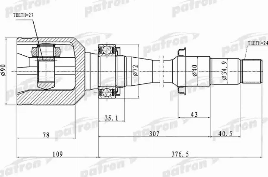 Patron PCV1430 - Шарнірний комплект, ШРУС, приводний вал autocars.com.ua