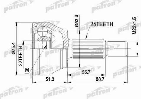 Patron PCV1432 - Шарнирный комплект, ШРУС, приводной вал avtokuzovplus.com.ua