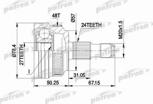 Patron PCV1434 - Шарнірний комплект, ШРУС, приводний вал autocars.com.ua