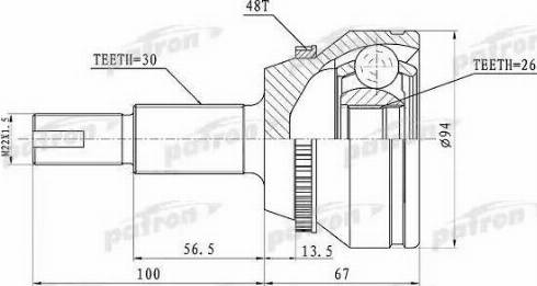 Patron PCV1436 - Шарнирный комплект, ШРУС, приводной вал autodnr.net