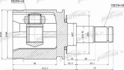 Patron PCV1448 - Шарнірний комплект, ШРУС, приводний вал autocars.com.ua