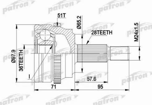 Patron PCV1453 - Шарнирный комплект, ШРУС, приводной вал avtokuzovplus.com.ua