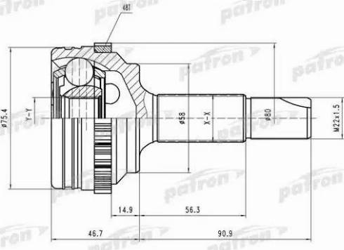 Patron PCV1460 - Шарнирный комплект, ШРУС, приводной вал avtokuzovplus.com.ua