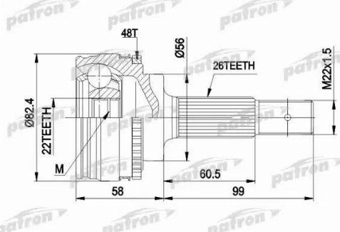 Patron PCV1484 - Шарнирный комплект, ШРУС, приводной вал avtokuzovplus.com.ua