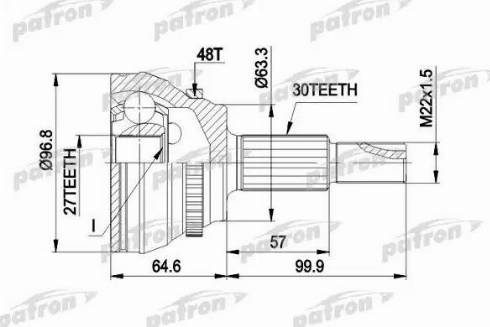 Patron PCV1485 - Шарнирный комплект, ШРУС, приводной вал avtokuzovplus.com.ua