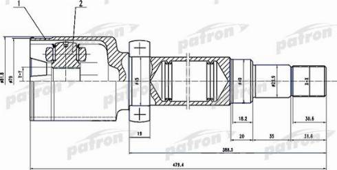 Patron PCV1497 - Шарнирный комплект, ШРУС, приводной вал avtokuzovplus.com.ua