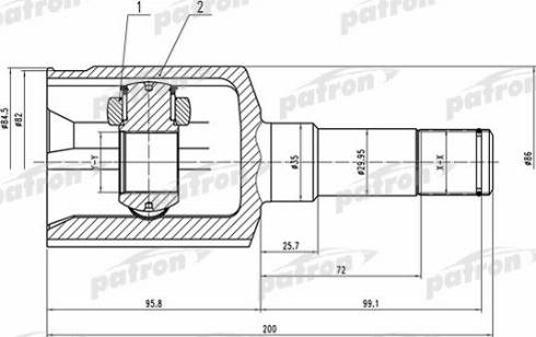 Patron PCV1500 - Шарнирный комплект, ШРУС, приводной вал avtokuzovplus.com.ua