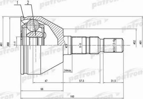 Patron PCV1505 - Шарнірний комплект, ШРУС, приводний вал autocars.com.ua