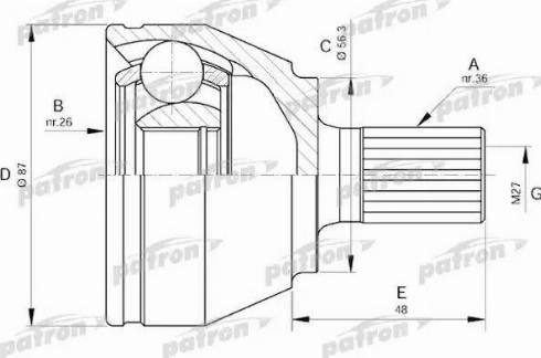 Patron PCV1510 - Шарнирный комплект, ШРУС, приводной вал avtokuzovplus.com.ua